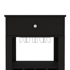 Bar Cart Bayamon, Twelve Wine Cubbies, Four Legs, Black Wengue Finish