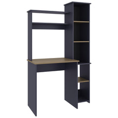 Valhalla Writing Desk, Modern Studio or Office Desk, Two Superior Shelves, And Five Side Open Shleves For Books Organization