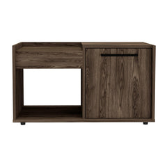 Theseus Coffee Table, Single Door Cabinet, One Open Shelf -Dark Walnut