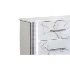 Diary Nightstand – Marble-Inspired Drawer Fronts, LED Side Lighting, and Metallic Trim for Glamorous and Practical Bedside Storage