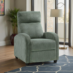 Hecuba Manual Push Back Reclining Chair with Green Ribbed Corduroy