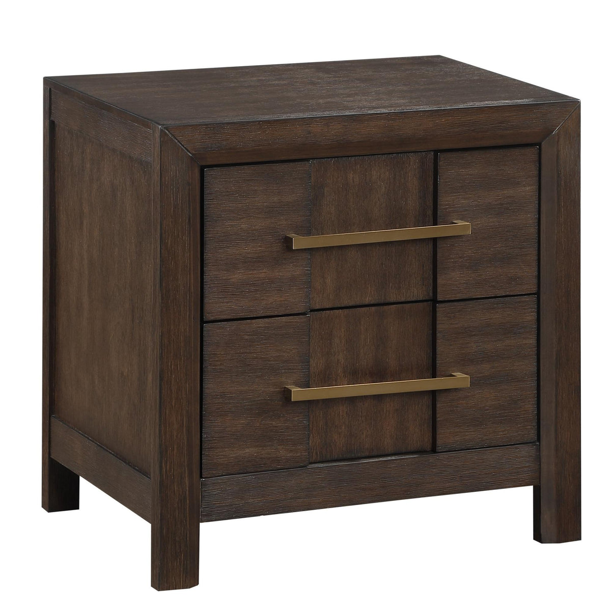 Oasis Modern Style 2-Drawer Nightstand Made with Wood in Walnut