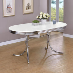 White and Chrome Oval Dining Table