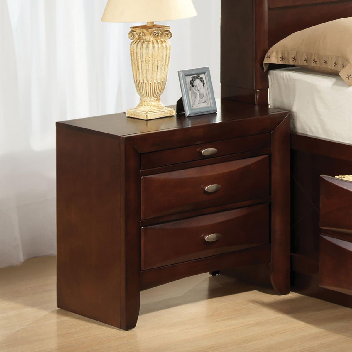 Valhalla Color Simple Contemporary 1pc Nightstand Solid wood Bedside Table Knob Pulls 2-Drawers Bedside Table