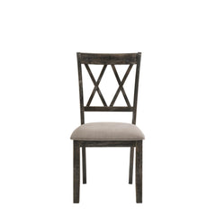 Hades II Beige Fabric & Weathered Gray Finish Side Chair (Set of 2)