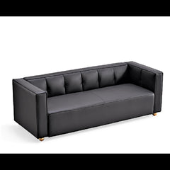 Polyester Sofa with Tufted Low Back Design, Elegant 3 Seater Couch for Coastal and Modern Farmhouse Living Rooms, 87 Inch Wide, Easy Assembly