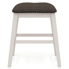 Set of 2pc Counter Height Stool Off White Dark Gray Finish Transitional Style Padded Fabric Seat Padded Fabric Contoured Seat