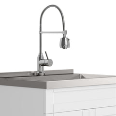 Clytemnestra - Deluxe 28" Laundry Cabinet with Faucet and Stainless Steel Sink - White