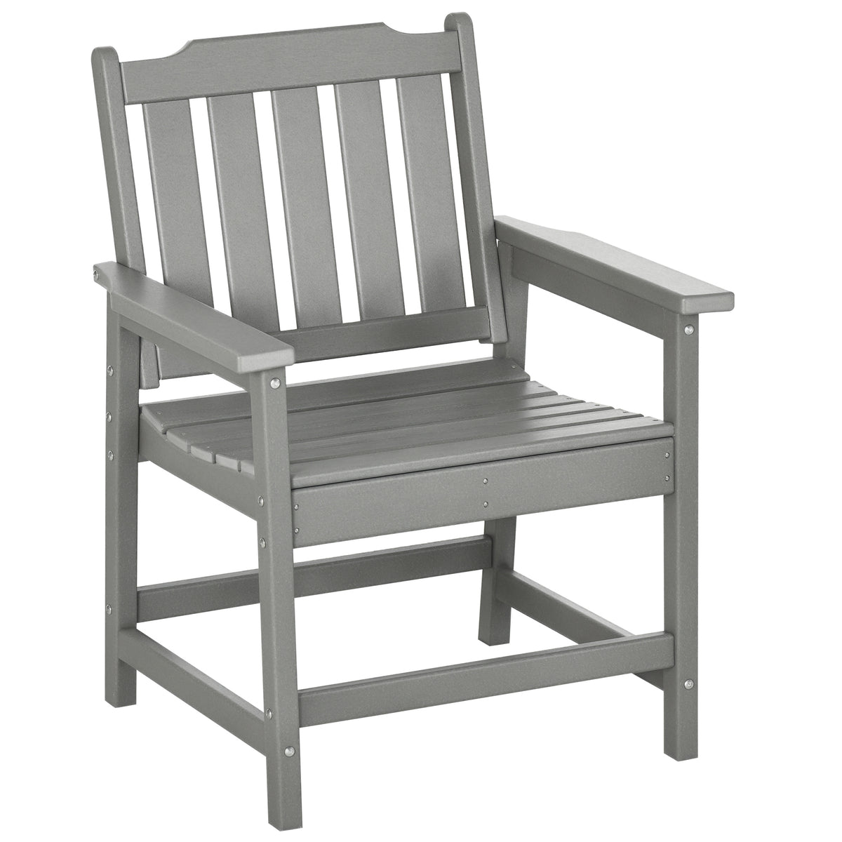 All-Weather Patio Chair, HDPE Patio Dining Chair, Heavy Duty Wood-Like Outdoor Furniture for Garden, Backyard, Deck, Porch, Lawn, Gray