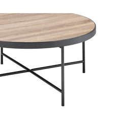 Industrial Style Round Coffee Table 1pc Metal Finish Living Room Furniture, Crossbar Metal Support