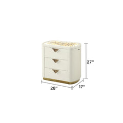 Harmony Pierre Modern Style 3-Drawer Night stand Made with Wood and Gold Accents in Beige