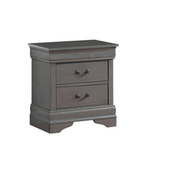 1pc Nightstand Gray Louis Philippe Solid wood English Dovetail Construction Antique Nickle Hanging Pulls