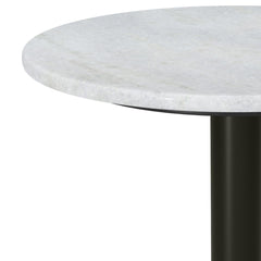 Eden Side Table in White Genuine Marble and Black/Gold Iron