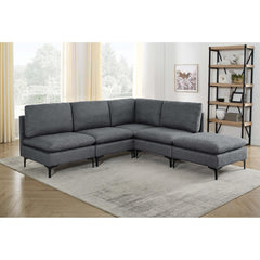 Linen Upholstered Modular Sectional with Metal Legs