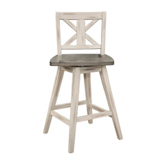 Mercury Height Chairs Set of 2, White Gray 360-degree Swivel Chair Solid Rubberwood Kitchen Dining Furniture, X-Back