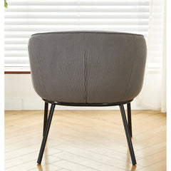 Modern Corduroy Accent Chair, Upholstered Armchair with Metal Legs, Mid-Century Barrel Chair for Living Room Bedroom, Easy Assembly