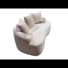 65.35" Curved Loveseat Sofa with Pocket Spring Cushions for Soft Seating, Small Space Couch with 3 Throw Pillows, No Assembly Needed, Beige