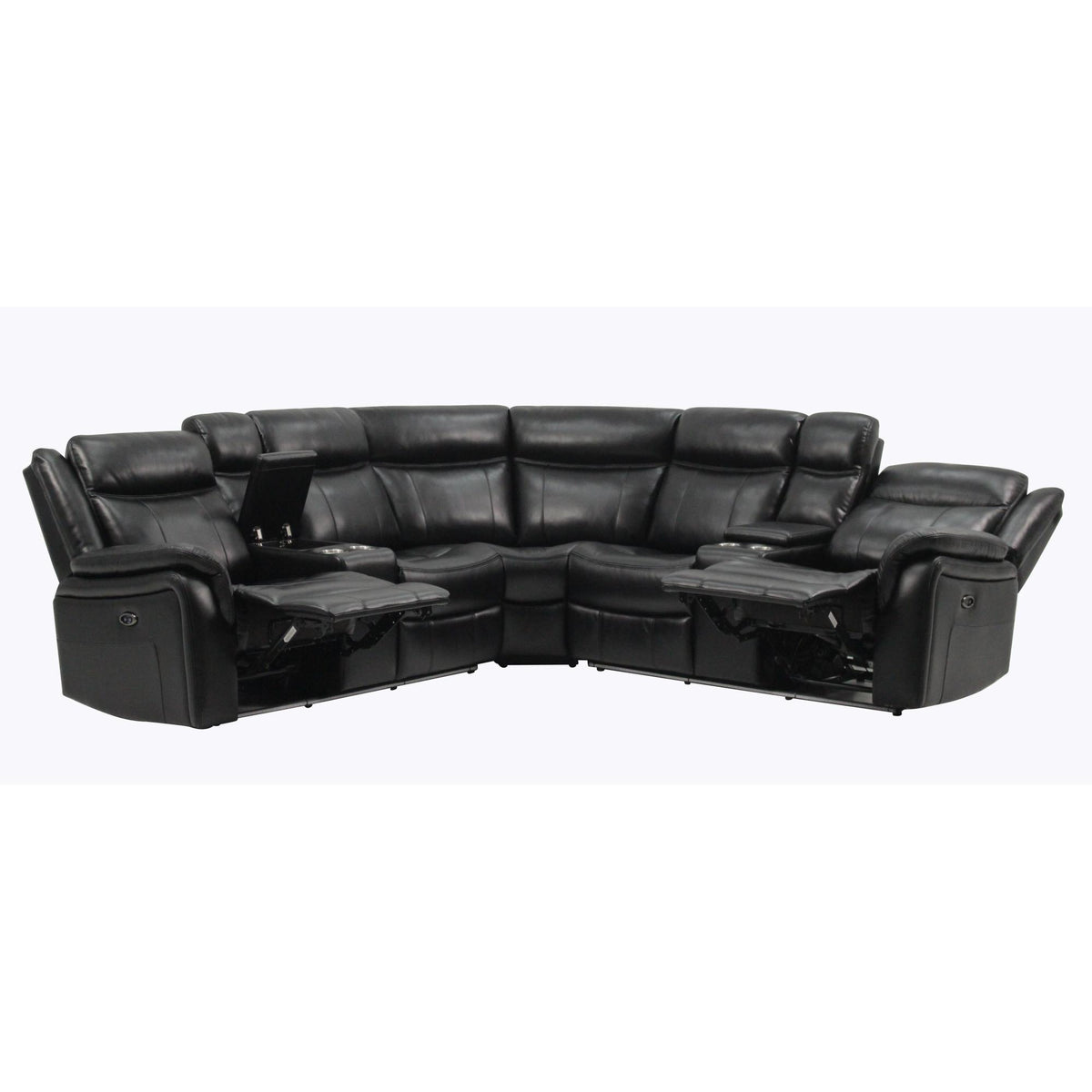 OLYMPUS BLACK LEATHER SECTIONAL