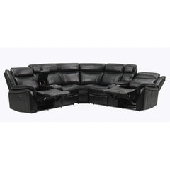 OLYMPUS BLACK LEATHER SECTIONAL