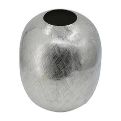 Sanctuary 13 Inch Modern Metal Vase, Curved Round Shape, Metallic Silver Finish