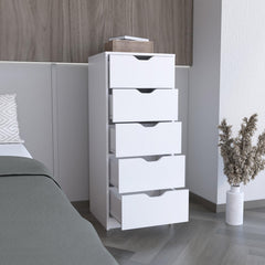 Utopia 5 Drawers Tall Dresser, Pull Out System -White