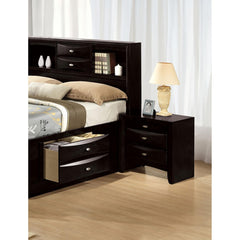Black Color Simple Contemporary 1pc Nightstand Solid wood Bedside Table Knob Pulls 2-Drawers Bedside Table