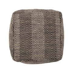 Neptune Handcrafted Cotton Pouf, Brown and Beige