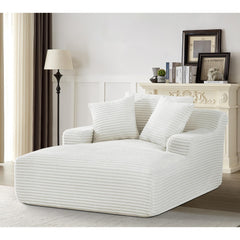 Planet Oversized Chaise Lounge Chair in Soft Corduroy, Modern Comfy Couch with Full Foam Cushioning, Cozy Sleeper Sofabed for Living Room, Bedroom, No Assembly Required, Ivory