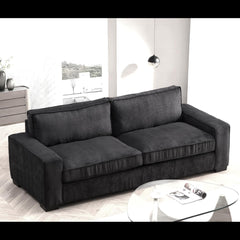 Odysseus Corduroy Sofa with Sleek Design, Spacious and Comfortable 3 Seater Couch for Modern Living Room, Ideal for Entertainment and Cozy Moments, Large, Black
