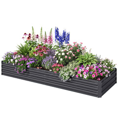 95" x 36" x 12" Galvanized Raised Garden Bed, Easy DIY and Cleaning for Growing Flowers, Herbs, Succulents, Gray