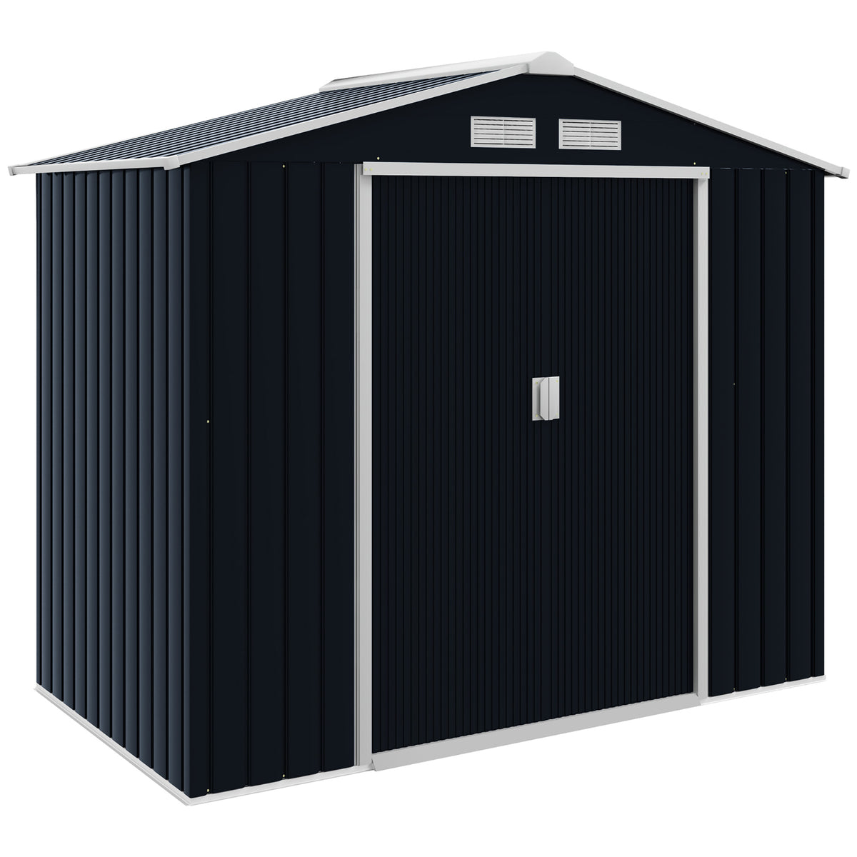 7' x 4' Outdoor Storage Shed, Garden Tool House with Foundation Kit Vents Sliding Doors for Backyard Patio Dark Gray