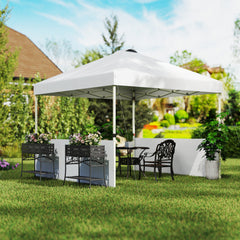 10' x 10' Pop Up Canopy Tent with 2 Half Sidewalls, UV50+ Instant Sun Shelter with Wheeled Carry Bag, White
