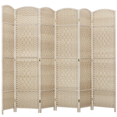 Folding Room Divider Screen 6 Panel 6' Tall Privacy Screen Freestanding Wood Partition for Home Office, Washed Oak