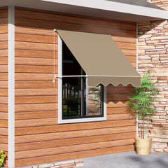 6' Drop Arm Manual Retractable Window Awning Sun Shade Shelter for Patio Balcony Outdoor, Aluminum, Can Cover 2 Windows, Cream White