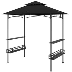 8' x 5' BBQ Grill Gazebo, 2-Tier Outdoor BBQ Gazebo with 2 Side Shelves, Storage Baskets, Ceiling Hook, Dark Gray