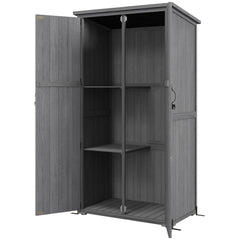 Wooden Outdoor Storage Cabinet Garden Shed with Waterproof Asphalt Roof and Lockable Doors, Gray