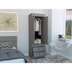 Light Gray 2-Drawer Armoire