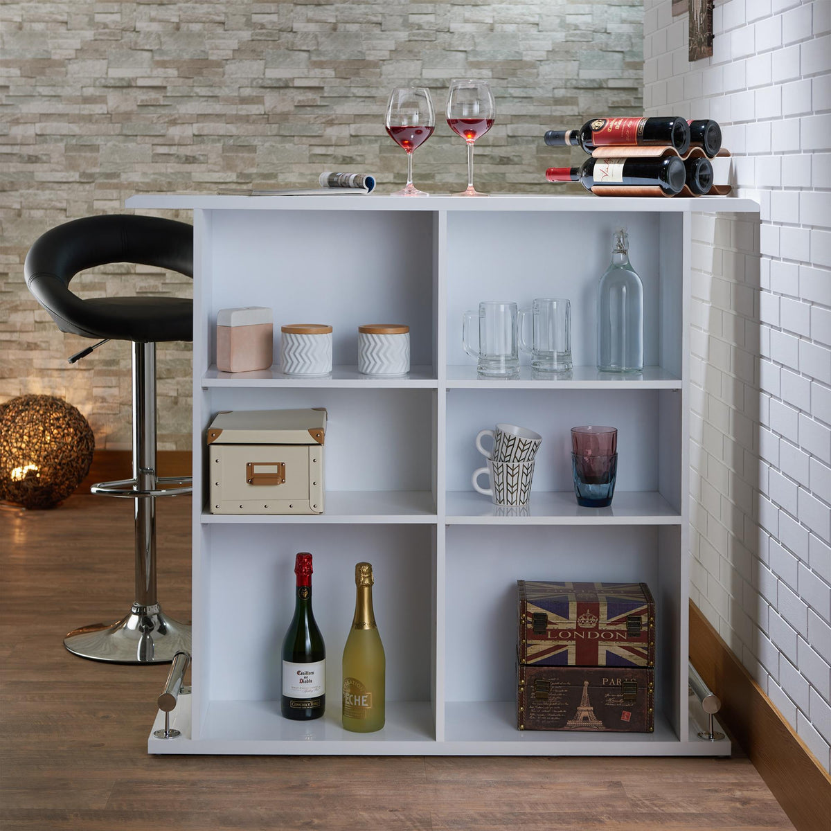 Athena White High Gloss Finish Bar Table