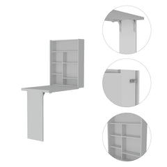 Ares Wall Foldable Table, Seven Interior Shelves, Extending Table -White