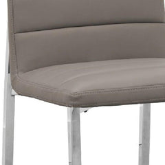 Star 23 Inch Faux Leather Channel Dining Chair, Chrome Legs, Set of 2, Gray