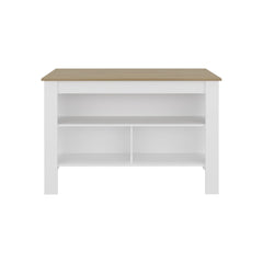 Astyanax Wide Kitchen Island with Spacious Tabletop, 3 Open Storage Shelves, Four Sturdy Legs and Comfortable Meal Prep Workstation