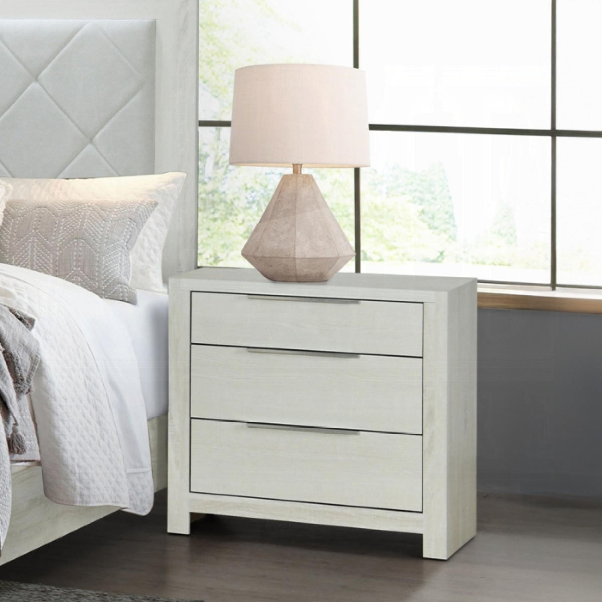 Modern Transitional Beige Finish 1pc Nightstand with 3x Drawers Wooden Bedroom Furniture Storage Bedside Cabinet