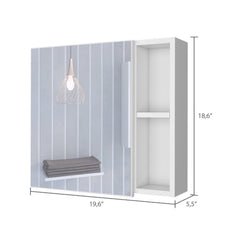 Orion Medicine Cabinet, Three Internal Shelves, Single Door, Two External Shelves -White