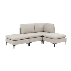 Linen Upholstered Modular Sectional with Metal Legs