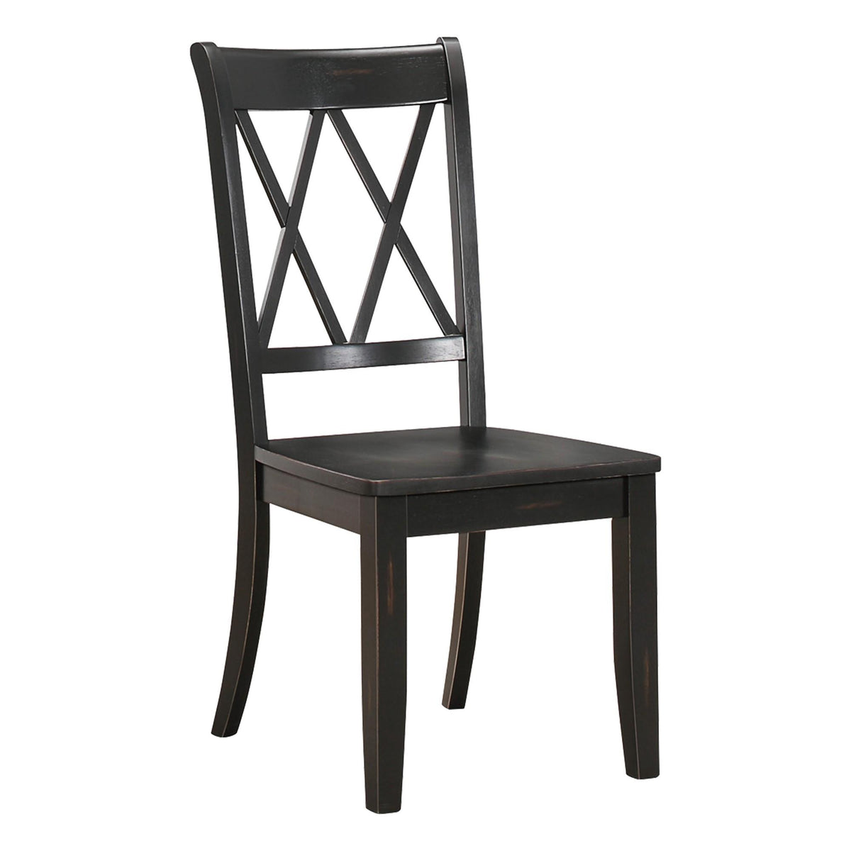 Eternity Black Finish Side Chairs Set of 2 Pine Veneer Transitional Double-X Back Design Dining Room Furniture