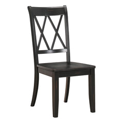 Eternity Black Finish Side Chairs Set of 2 Pine Veneer Transitional Double-X Back Design Dining Room Furniture