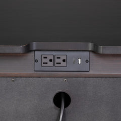 Mid-Century Modern Style 1pc Nightstand Silver Capped Legs Round Knobs USB Charging Port Black Finish Bedroom Furniture