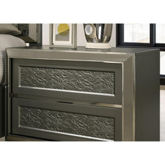 Contemporary Style 1pc Nightstand Leaf Pattern Molding Bracketed Feet Metal Side Glide Dark Gray Finish Bedroom Furniture