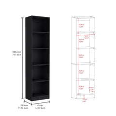 Nebula 4 Piece Home Bookcase set, 91" Wide with 17 Shelves And a Double-Door Cabinet , Living Room Set Black