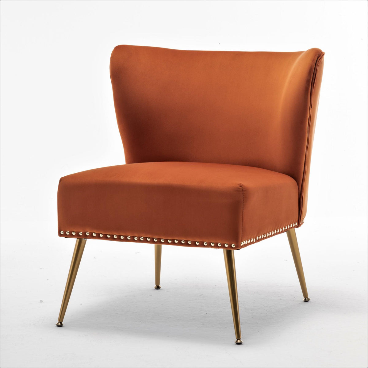 Archive Cloth Accent Chair, Armless Slipper Chair with Metal Legs, Modern Upholstered Side Chair for Living Room Bedroom Small Spaces